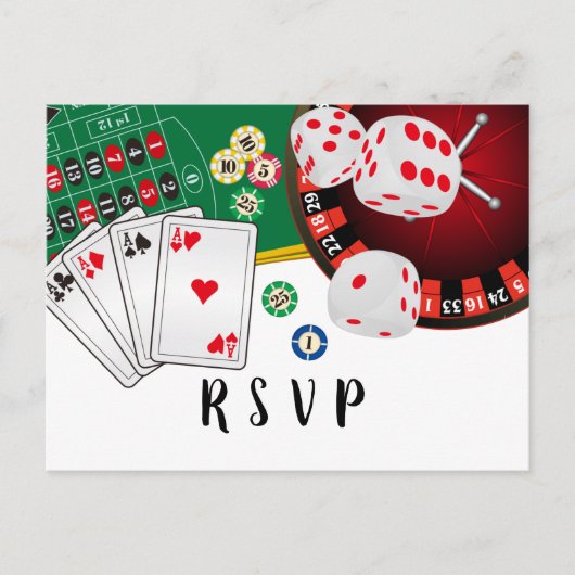 casino, casinonacht, Briefkaart RSVP (Voorkant)