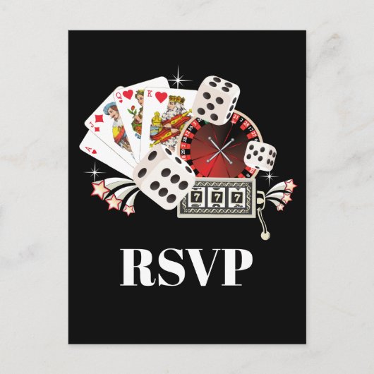 casino, casinonacht, Briefkaart RSVP (Voorkant)