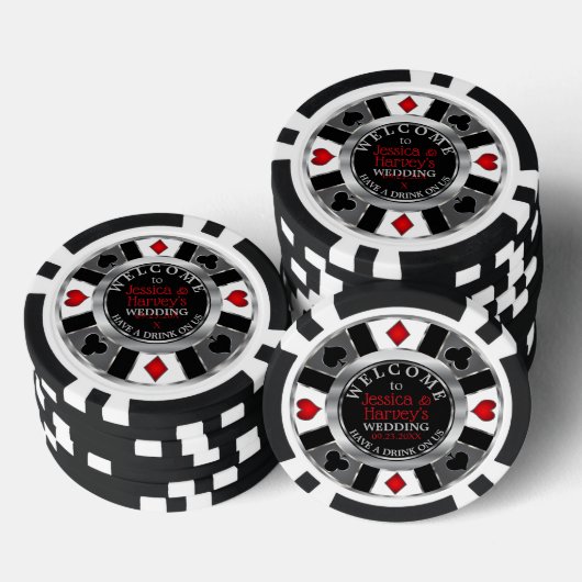 Casino Chip Bruiloft - Drankje van Ons - Zilver & (Opstapeling)