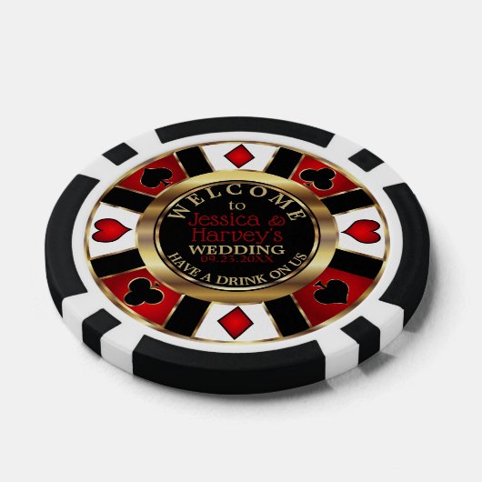 Casino Chip Bruiloft - Drink op ons - Rood (Enkel)