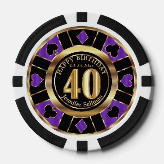 Casino Chip Las Vegas 40e Verjaardag - Paarse (Voorkant)