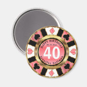 Casino Chip Las Vegas Birthday - Coral Magneet (Voorkant / Achterkant)