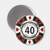 Casino Chip Las Vegas Birthday - Dark Red Magneet (Voorkant / Achterkant)