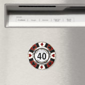 Casino Chip Las Vegas Birthday - Dark Red Magneet (Insitu (Vaatwasser))