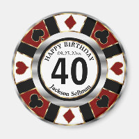 Casino Chip Las Vegas Birthday - Dark Red