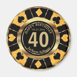 Casino Chip Las Vegas Birthday - Geel Magneet
