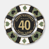 Casino Chip Las Vegas Birthday - Green Magneet (Voorkant)