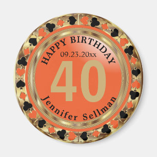 Casino Chip Las Vegas Birthday - Oranje en goud Magneet