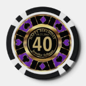 Casino Chip Las Vegas Birthday - Paars en goud (Achterkant)