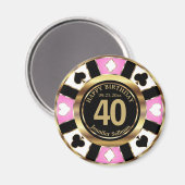 Casino Chip Las Vegas Birthday - Pink Magnet (Voorkant / Achterkant)
