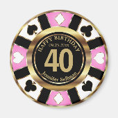 Casino Chip Las Vegas Birthday - Pink Magnet (Voorkant)