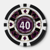 Casino Chip Las Vegas Birthday - Plum Paars (Voorkant)