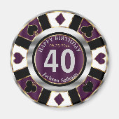 Casino Chip Las Vegas Birthday - Plum Paars Magneet (Voorkant)