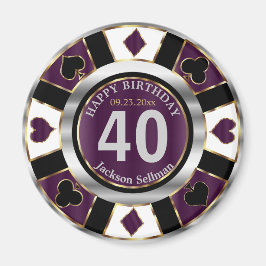 Casino Chip Las Vegas Birthday - Plum Paars Magneet
