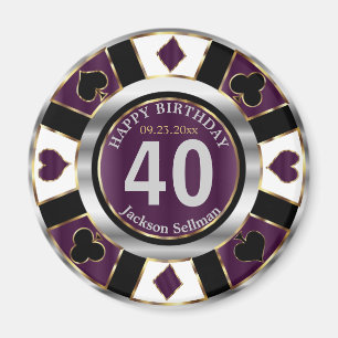 Casino Chip Las Vegas Birthday - Plum Paars Magneet