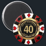 Casino Chip Las Vegas Birthday - Red Magnet<br><div class="desc">📌 GELIEVE TE LEZEN! Las Vegas Poker Chip Birthday in Red and Faux Gold Design Magnet. Dit ontwerp werkt goed voor elke verjaardag zoals een 21e verjaardag, 30e, 40e, 50e, 60e, 70e verjaardag ook... Maak het elke leeftijd die je wilt. ✔ Opmerking: niet alle sjabloon gebieden hoeven te worden gewijzigd....</div>