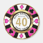 Casino Chip Las Vegas Birthday -  Roze Magneet (Voorkant)