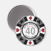 Casino Chip Las Vegas Birthday - Silver Magneet (Voorkant / Achterkant)