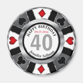 Casino Chip Las Vegas Birthday - Silver Magneet