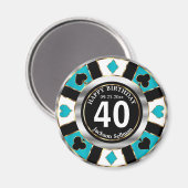 Casino Chip Las Vegas Birthday - Turquoise Blue Magneet (Voorkant / Achterkant)