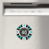 Casino Chip Las Vegas Birthday - Turquoise Blue Magneet (Insitu (Vaatwasser))