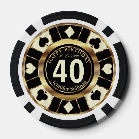 Casino Chip Las Vegas Verjaardag - Cream (Achterkant)