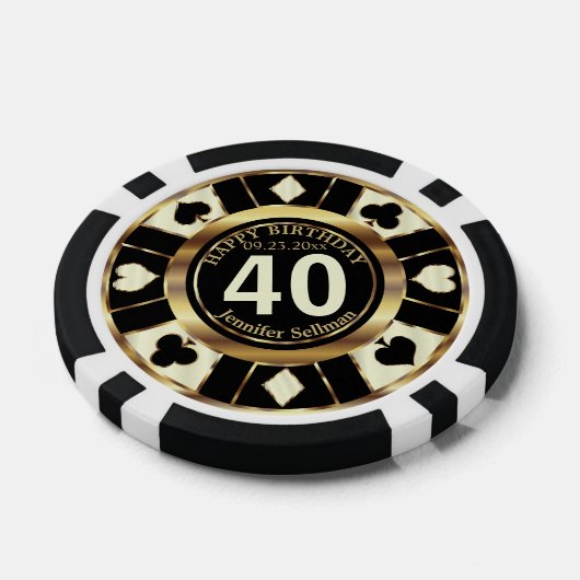 Casino Chip Las Vegas Verjaardag - Cream (Enkel)