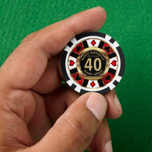 Casino Chip Las Vegas Verjaardag - Rood (Hand)