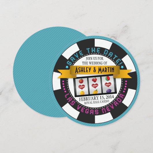 Casino Chip Vegas Wedding Sla de datum op Save The Date (Voorkant / Achterkant)