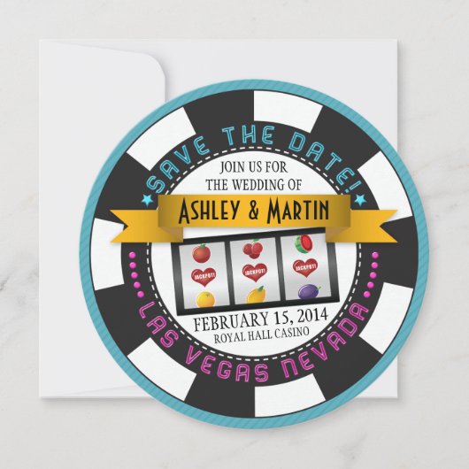 Casino Chip Vegas Wedding Sla de datum op Save The Date (Voorkant)