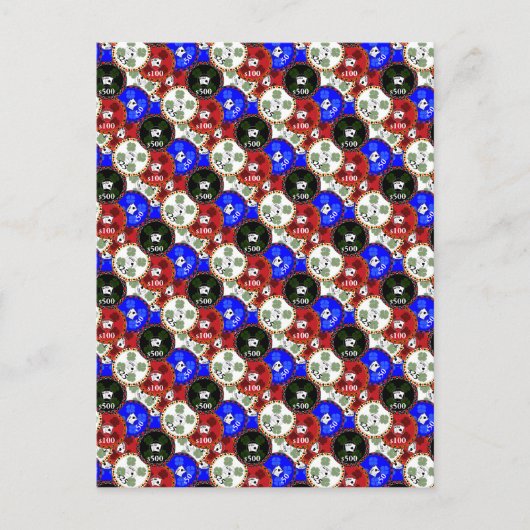 Casino Chips Briefkaart (Voorkant)