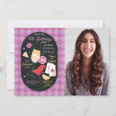 Casino Cocktails Las Vegas Verjaardag Foto Roze Kaart (Voorkant)