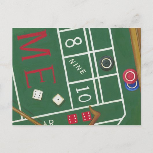 Casino Craps Table met Chips en Dice Briefkaart (Voorkant)