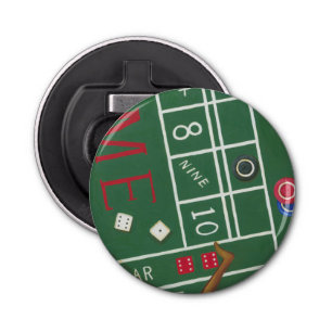 Casino Craps Table met Chips en Dice Button Flesopener