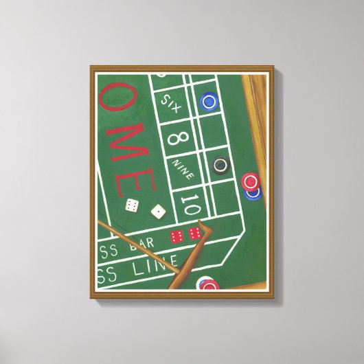 Casino Craps Table met Chips en Dice Canvas Afdruk (Voorkant)