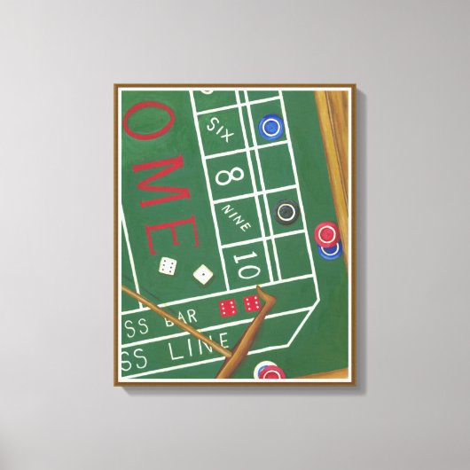 Casino Craps Table met Chips en Dice Canvas Afdruk (Voorkant)