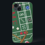 Casino Craps Table met Chips en Dice Case-Mate iPhone Case<br><div class="desc">Zorg dat Lady Luck aan je kant staat met dit schilderij van een raptafel van Chariklia Zarris. De dobbelsteen is gegooid en wordt verzameld,  samen met eventuele verloren weddenschappen. Zet deze actie vandaag nog op je muur!</div>