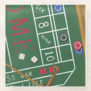 Casino Craps Table met Chips en Dice Glazen Onderzetter