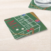 Casino Craps Table met Chips en Dice Kartonnen Onderzetters (Schuin)