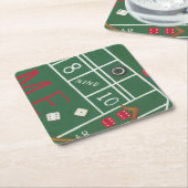 Casino Craps Table met Chips en Dice Kartonnen Onderzetters (Schuin)