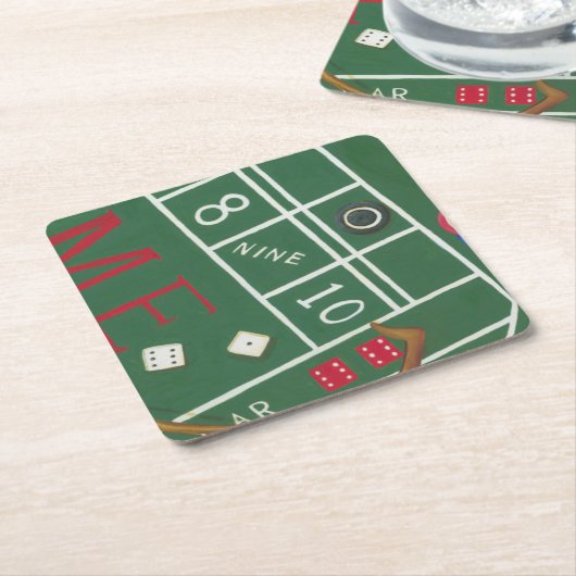 Casino Craps Table met Chips en Dice Kartonnen Onderzetters (Schuin)