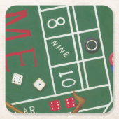 Casino Craps Table met Chips en Dice Kartonnen Onderzetters (Voorkant)