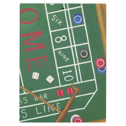 Casino Craps Table met Chips en Dice Klembord (Achterkant)