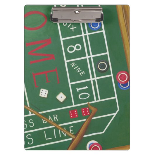 Casino Craps Table met Chips en Dice Klembord (Voorkant)