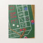 Casino Craps Table met Chips en Dice Legpuzzel<br><div class="desc">Zorg dat Lady Luck aan je kant staat met dit schilderij van een raptafel van Chariklia Zarris. De dobbelsteen is gegooid en wordt verzameld,  samen met eventuele verloren weddenschappen. Zet deze actie vandaag nog op je muur!</div>