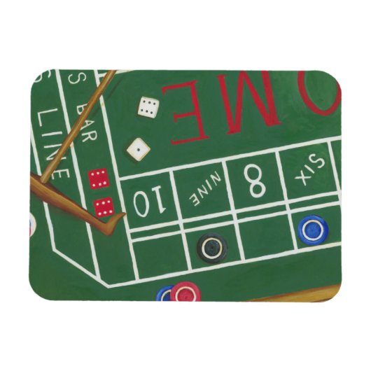 Casino Craps Table met Chips en Dice Magneet (Horizontaal)
