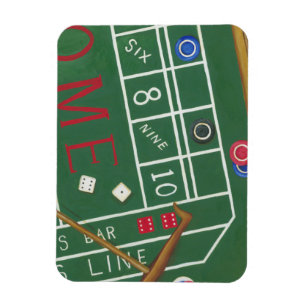 Casino Craps Table met Chips en Dice Magneet