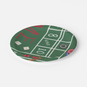 Casino Craps Table met Chips en Dice Papieren Bordje