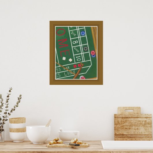 Casino Craps Table met Chips en Dice Poster (Keuken)