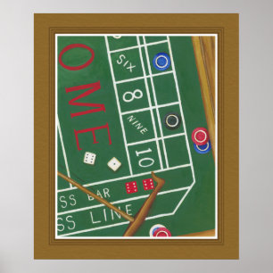 Casino Craps Table met Chips en Dice Poster